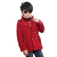 萌衣萌裤 童装男童冬装毛呢外套加绒中大童中长款呢子大衣1915