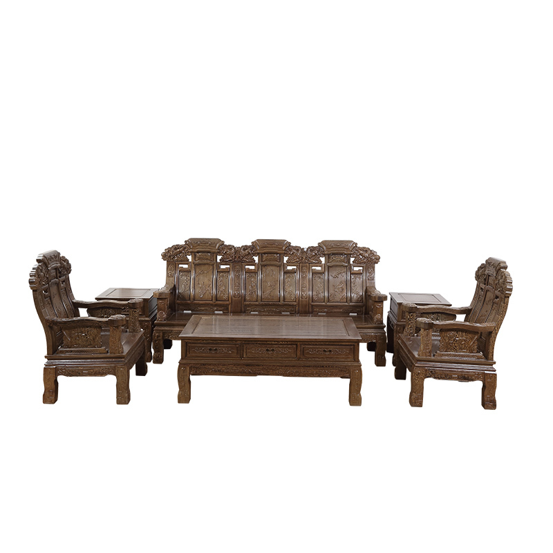 琪梦红木家具红木沙发非洲鸡翅木沙发六件套客厅组合沙发仿古原木