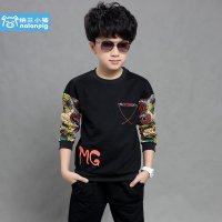 纳兰小猪童装2015秋装新款男童套装儿童套装中大童长袖套装110-160