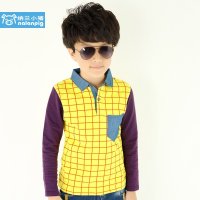 纳兰小猪童装 男童POLO衫 2015新款秋装 中大儿童韩版长袖T恤衫110-160