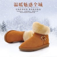 IVG冬季雪地靴9178女子真皮套筒 低帮短靴 平跟仿兔毛保暖鞋包邮
