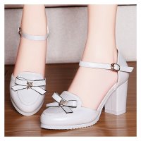 盾狐浅口OL优雅单鞋女粗跟凉鞋韩版休闲时尚女鞋高跟2016春季新款1351