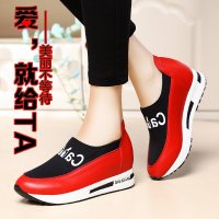 盾狐松糕厚底內增高女鞋平底韩版时尚休闲运动乐福鞋女单鞋2016春8553