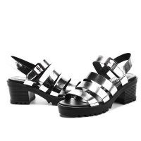 盾狐2016夏季新款舒适凉鞋女高跟鱼嘴鞋厚底防水台粗跟罗马女鞋子5562