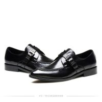 才子2015秋季新款休闲皮鞋真皮男尖头英伦潮鞋商务鞋男鞋牛皮鞋子H72C6102