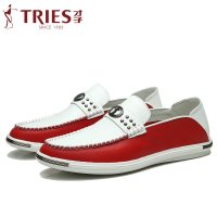 才子男鞋时尚真皮休闲皮鞋亮片驾车懒人蹬一脚套软底韩版潮单鞋子G02C3305