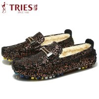 才子豆豆鞋男真皮男士棉靴休闲懒人鞋潮鞋2015秋冬新款保暖男鞋子H81C7603M