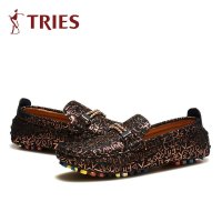 才子豆豆鞋男真皮男士休闲鞋男2016春季新款英伦潮鞋反绒皮男鞋子H54C7603