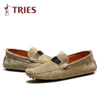 才子豆豆鞋男真皮男士休闲鞋2016春季新款套脚磨砂皮透气男鞋子潮H57C5001