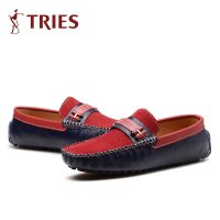 2015才子男鞋英伦豆豆鞋男真牛皮休闲鞋春夏季透气百搭驾车懒人蹬H46C8190