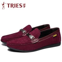 TRiES/才子英伦时尚休闲鞋春秋季潮鞋真皮鞋豆豆鞋低帮男式驾车鞋H16C8817
