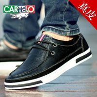 卡帝乐鳄鱼男鞋英伦休闲鞋男士真皮鞋子潮皮鞋2016春季系带板鞋男30158AA
