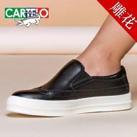 卡帝乐鳄鱼男鞋布洛克雕花厚底皮鞋英伦潮男士休闲鞋子乐福潮男鞋30153AA