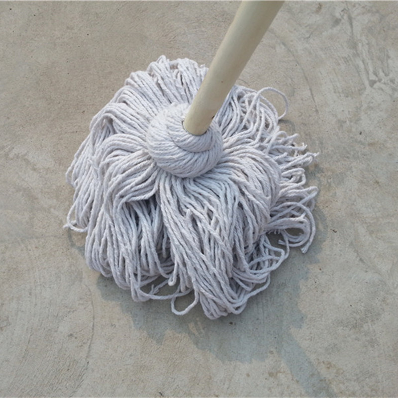 棉线墩布大圆头拖布木杆墩布棉线拖把吸水拖把酒红棉线绒线老式墩布