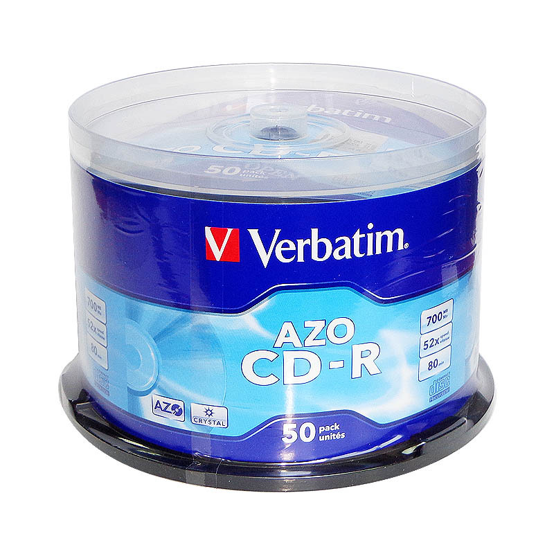 威宝（Verbatim）AZO染料 蓝釉 CD-R 光盘 52速 50片桶装 刻录盘