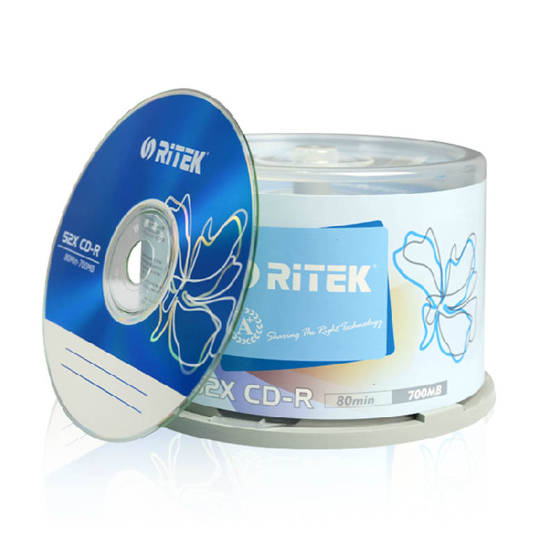 铼德（RITEK）五彩版面 52速 CD光盘 50片桶装 刻录盘 碟片 送光盘袋 送笔