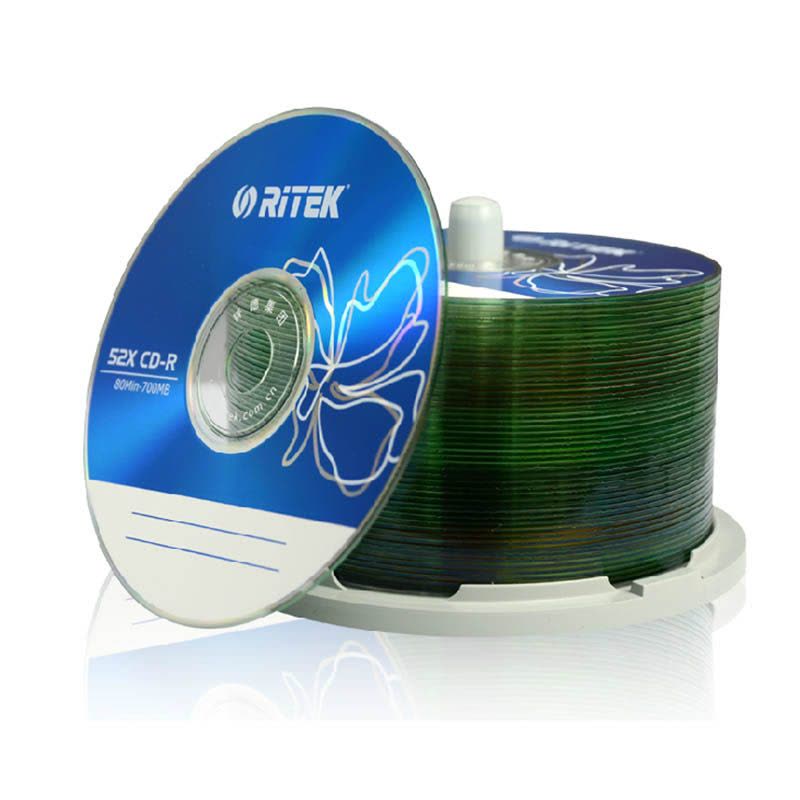 铼德（RITEK）五彩版面 52速 CD光盘 50片桶装 刻录盘 碟片 送光盘袋 送笔图片