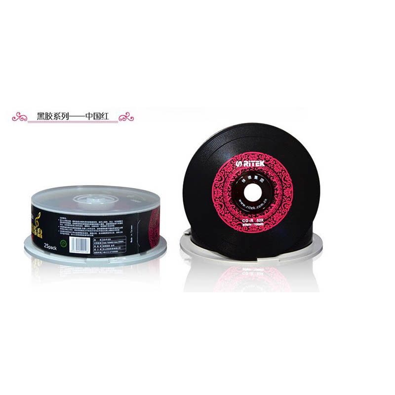 铼德（RITEK）中国红系列 黑胶音乐CD 光盘 车载音乐盘 25片桶装 刻录盘 碟片图片