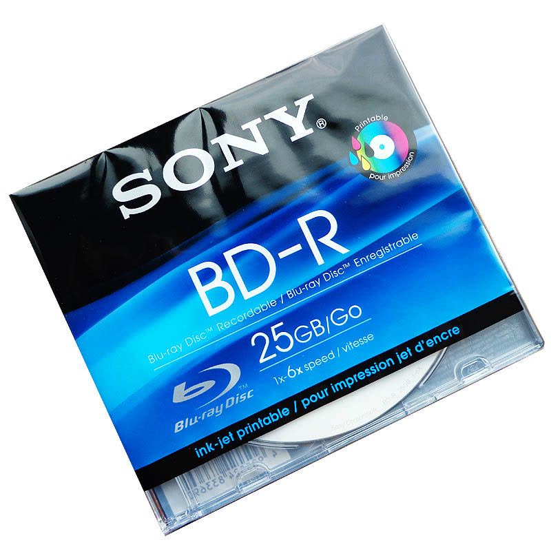 索尼（SONY）台产 蓝光 BD-R 6速 25G 单片盒装 蓝光刻录盘 可打印光盘图片