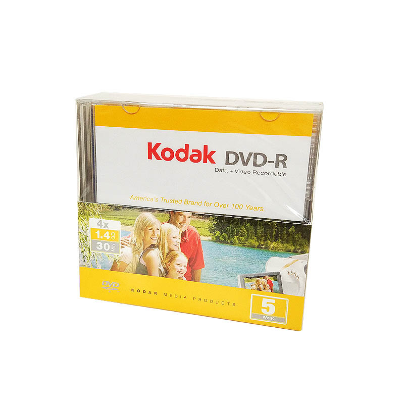 柯达Kodak 原装 8厘米 DVD-R 小盘 光盘摄像机兼容 1.4GB 空白刻录光盘 5片盒装