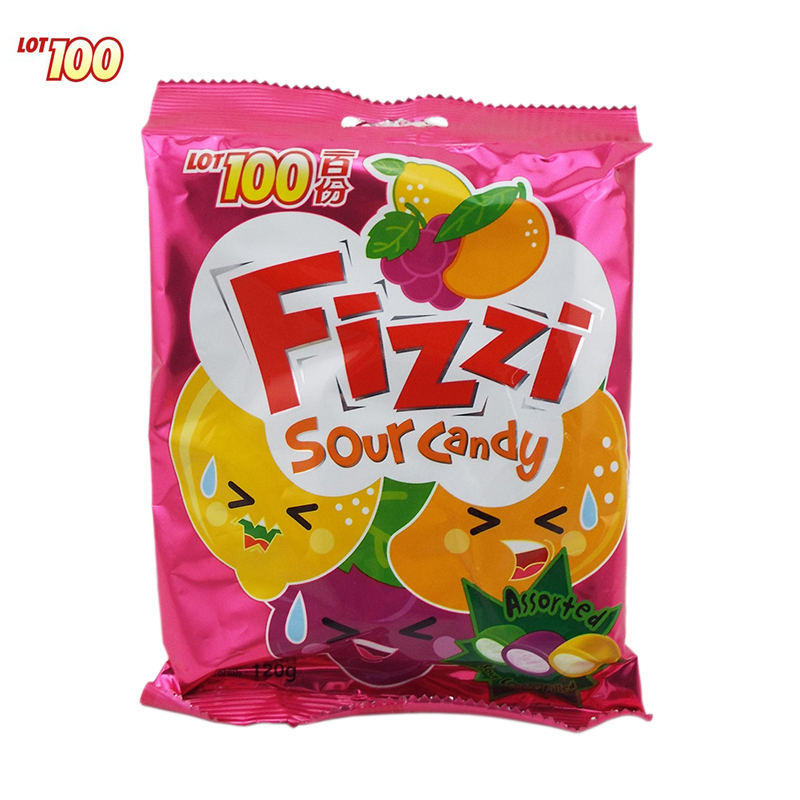 100一百份 杂果味酸糖 120g 袋装 夹心糖果 硬糖 休闲零食 办公零嘴