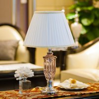 玻璃台灯欧式田园客厅卧室床头创意时尚个性台灯布艺居家装饰
