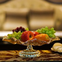 欧式高档玻璃水果盘五星级酒店KTV果盘 透明果盘 家居客厅干果盆