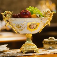 欧式陶瓷果盘家居饰品客厅茶几摆件创意水果盆大号实用干果篓
