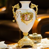 欧式复古陶瓷花瓶客厅高档桌面插花摆件乔迁婚庆装饰送礼大花瓶 KD4