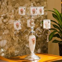 欧式台灯卧室床头 现代简约创意装饰摆件 陶玻璃台灯温馨装饰品