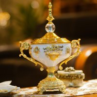 欧式高档陶瓷糖果储物罐干果盒装饰器皿家居饰品摆件现代欧式摆设 KE2