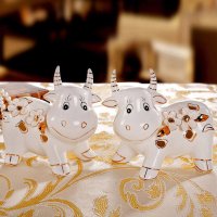 家居客厅装饰品摆件 沙发门厅茶几电视柜陶瓷工艺品牛小摆设包邮 可爱对牛