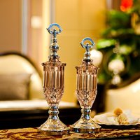 北欧家居装饰品 时尚玻璃工艺品 家饰桌面柜台摆件 现代创意摆设 摆件两件套