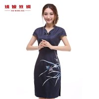 绣娘丝绸兰馨旗袍春夏款重磅桑蚕丝苏州特色刺绣修身显瘦日常礼服