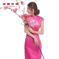 绣娘丝绸清雅重磅真丝旗袍春夏款苏绣时尚改良高端定制旗袍礼服裙