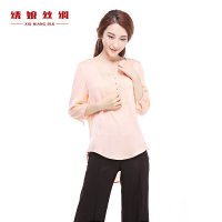 绣娘丝绸青芒上衣百搭休闲纯色衬衣女式九分袖真丝衬衫2016夏款