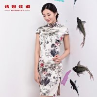 绣娘丝绸绽放旗袍夏日常改良复古修身显瘦水墨江南风旗袍裙短款