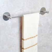 Segmoo实心304不锈钢挂钩挂杆毛巾架 无痕3M粘胶卫生间毛巾杆免打孔单杆