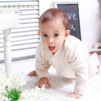 爱布谷彩棉婴儿连体衣春夏新生儿宝宝纯棉长袖哈衣爬服开档春秋