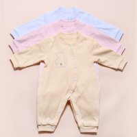 圣婴童装背熊偏扣连体衣