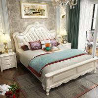 卡爱菲 实木床 欧式1.8米双人床白色现代简约卧室家具橡木床1.5米美式婚床卧室公主高箱储物床