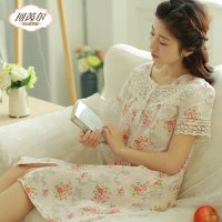 珂芮尔2016新款短袖纯棉睡裙 甜美家居服女士 碎花印花睡衣5117