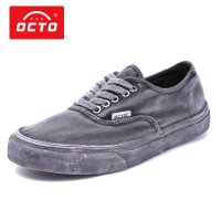 OCTO做旧水洗复古深灰系带帆布鞋春夏男女情侣低邦滑板鞋潮款休闲