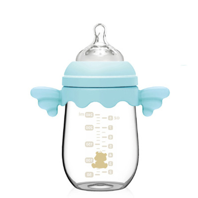 小白熊玻璃奶瓶 新生儿宽口径玻璃奶瓶 婴儿防胀气240ML奶瓶