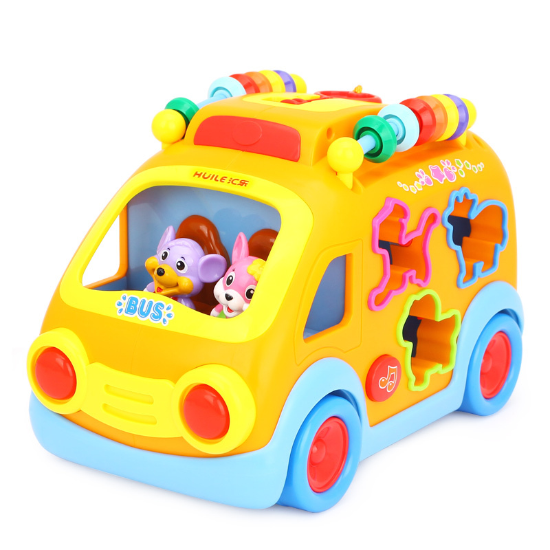 汇乐HUILE 988开心乐园巴士儿童早教汽车益智电动玩具车带音乐1岁半