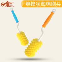 日康婴儿宽口玻璃塑料奶瓶刷360旋转海绵奶嘴刷子宝宝泡棉清洁刷1个装RK3513