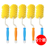 日康婴儿宽口玻璃塑料奶瓶刷360旋转海绵奶嘴刷子宝宝泡棉清洁刷5套 RK3513