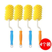 日康婴儿宽口玻璃塑料奶瓶刷360旋转海绵奶嘴刷子宝宝泡棉清洁刷4套 RK3513