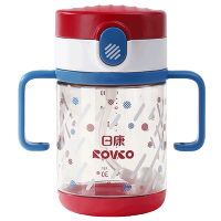 日康PPSU吸管水杯婴儿童宝宝学饮杯带手柄式水瓶奶瓶重力球吸管杯200ml[红蓝色]