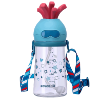 日康宝宝吸管杯tritan婴儿学饮吸管水杯直饮两用幼儿童园水壶小学生便携320ml蓝红色